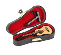 Lazmin Modèle de Guitare Miniature, Ornement d'Instrument de Guitare en Bois avec Support et Étui, pour la Décoration de la Maison, Cadeaux pour Enfants, Amis