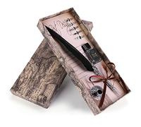 Lazmin Plume Plume Plume Stylo, Stylo Plume rétro Classique Antique Calligraphie écriture Encre Trempette Plume Plume Plume Plume Stylo boîte pour Noël Saint-Valentin (Noir