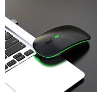 Lazmin Souris de Jeu à lumière colorée sans Fil 2.4Ghz, Souris d'ordinateur réglable DPI à Trois Vitesses Souris PC optiques Rechargeables USB pour XP/Vista/Me(Noir)