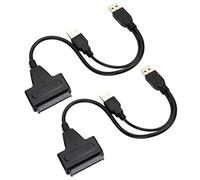 Lazmin112 2 Pièces Câble de Conversion, 480 Mbps Câble Adaptateur USB 2.0 7 + 15 Broches pour SSD/Disque Dur 2,5 Pouces, Prise en du Système XP/7/8/10/OS X