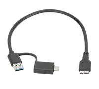 Lazmin112 32 Cm Câble de Transmission de Données, Ligne PVC USB3.0 vers Micro-USB 3.0 2-en-1, utilisé pour Les Disques Durs, Les Imprimantes et Les Concentrateurs Réseau