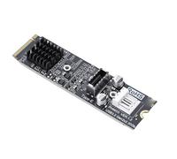 Lazmin112 Adaptateur De Carte Express NVME M Key vers Prise USB 3.2 Type E 20 Gbps en Façade, Chipset ASM3242, Dissipateur Thermique Intégré, Alimentation 4 Broches, pour Carte Mère