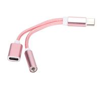 Lazmin112 Adaptateur de Téléphone de qualité Type C vers 3,5 Mm, Double Fonction de Charge et Convertisseur D'écouteurs pour Un Usage Quotidien, Matériau Durable en Aluminium et Nylon. (Or Rose)