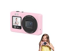 Lazmin112 Appareil Photo Numérique 4K, 48 Mpx, Double Écran 2,4 Pouces, Zoom Numérique 18x, Autofocus, Portable Et Compact, Filtres Multiples, Caméra Selfie, pour Les Voyages (Pink)
