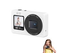 Lazmin112 Appareil Photo Numérique 4K, 48 Mpx, Double Écran 2,4 Pouces, Zoom Numérique 18x, Autofocus, Portable Et Compact, Filtres Multiples, Caméra Selfie, pour Les Voyages (White)