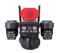 Lazmin112 Caméra de sécurité Solaire à Triple Objectif, 3 Objectifs Indépendants, Vue à 360 Degrés, 12 MP HD, Zoom Numérique 4X, 8 000 MAh, étanche IP66, avec Détection Humaine PIR