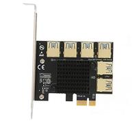 Lazmin112 Carte Riser PCI E 1 à 6, Dissipateur de Chaleur IC Traitement Plaqué Or Carte Riser USB3.0 Noire, Un Port pour étendre 6 Ports, pour Dos pour Linux pour Win