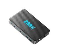 Lazmin112 Chargeur de Bureau 8 Ports 288 W, Station de Charge Rapide GaN III avec Câbles Rétractables, pour Ordinateur Portable, Tablette, Téléphone, Bureau, Voyage (Prise UE)