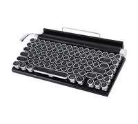 Lazmin112 Clavier de Machine à écrire Rétro, Clavier de Jeu Mécanique Vintage avec Commutateurs Bleus, Touches Rondes Punk, Rétroéclairage Blanc, connectivité USB C BT, pour écrivains, (Black)