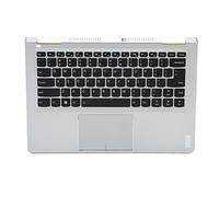 Lazmin112 Clavier Repose-Paume pour Ordinateur Portable, Remplacement pour Yoga 710 14, 710 14ISK, 710 14IKB, Boîtier argenté, Touches Noires, pavé Tactile rétroéclairé, Réponse Rapide