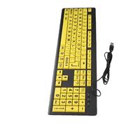Lazmin112 Clavier USB, Accessoire d'Ornineur, Grande Lettre Imprimé, Bouton Jaune Filaire avec Support Dissimulé, Facile à Régler, Compatible pour Vista/XP/OS X