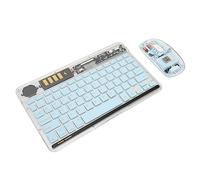 Lazmin112 Combo Clavier Souris sans Fil Transparent, 2,4 GHz BT5.1 Ensemble de Souris Clavier sans Fil, 4 Niveaux DPI Réglables, pour Tablette Android/Windows/iOS, PC, Mobile, Téléphone (Bleu)