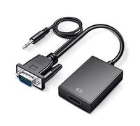 Lazmin112 Convertisseur VGA vers HDMI, Convertisseur Vidéo VGA Full HD 1080p, Adaptateur VGA d'alimentation USB avec Câble Audio 3,5mm pour Moniteur TV PC