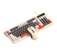 Lazmin112 Ensemble Clavier et Souris Gaming, Design Ergonomique avec Rétroéclairage RGB, Disposition Compacte 98 Touches et pavé Numérique, Souris Gaming Multi-DPI, Connexion USB Plug (Ensemble beige)