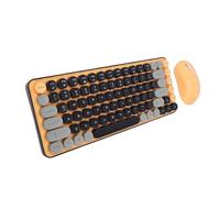 Lazmin112 Ensemble Clavier et Souris sans Fil, 85 Touches Rondes Rétro avec Personnalisation DIY, Connexion 2,4 G pour OS X PC Ordinateur Portable
