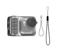 Lazmin112 Étui de Protection pour Caméra en TPU, moulé sur Mesure pour Caméra d'action avec Protection Sécurisée et Absorption des Chocs, avec Capuchon D'objectif et Lanière, pour 360 Go (Noir givré)