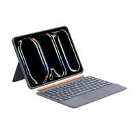 Lazmin112 Étui pour Tablette avec Clavier, pour 11/10, Pro 1/2/3/4, Pavé Tactile 4 Pouces, Clavier BT Magnétique Amovible, Rétroéclairage 7 Couleurs, Support Réglable, Faible Bruit