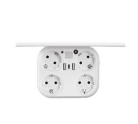 Lazmin112 Extension de Prise, 4 Prises Secteur, 3 Ports USB avec Protection Contre Les Surtensions et Veilleuse, pour Dortoir de Bureau à Domicile