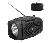 Lazmin112 Haut-Parleur Bluetooth D10, Haut-Parleur Portable sans Fil avec Bluetooth 5.0, Son Clair, Radio FM, Support Micro USB, Bandoulière et Lampe de Poche, pour la Maison, Les Fêtes, (Black)