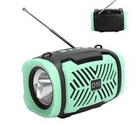 Lazmin112 Haut-Parleur Bluetooth D10, Haut-Parleur Portable sans Fil avec Bluetooth 5.0, Son Clair, Radio FM, Support Micro USB, Bandoulière et Lampe de Poche, pour la Maison, Les Fêtes, (Green)