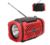 Lazmin112 Haut-Parleur Bluetooth D10, Haut-Parleur Portable sans Fil avec Bluetooth 5.0, Son Clair, Radio FM, Support Micro USB, Bandoulière et Lampe de Poche, pour la Maison, Les Fêtes, (Rouge)