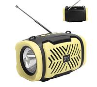 Lazmin112 Haut-Parleur Bluetooth D10, Haut-Parleur Portable sans Fil avec Bluetooth 5.0, Son Clair, Radio FM, Support Micro USB, Bandoulière et Lampe de Poche, pour la Maison, Les Fêtes, (Yellow)