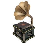 Lazmin112 Haut-Parleur Gramophone Vintage, Design inspiré de la Platine Rétro Portable avec Double Haut-parleurs HiFi et Radio FM, 5.0, Télécommande (Green)
