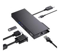 Lazmin112 Hub USB C 9 en 1 Station d'accueil USB C 14 en 1 Adaptateur 10 en avec Gigabit Ethernet 4K 1080P VGA SD/TF Lecteur de Carte 2xUSB3.0 100W PD pour Ordinateur Portable Mac