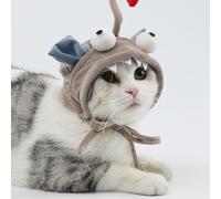 Lazmin112 Jouet de Coiffure de Pêche pour Chat, Chapeau Interactif Mignon pour Appât à Plumes Amusant, Pendentif Remplaçable, Jouet Doux pour Jouer Seul, pour Les Amoureux des Chats (Poisson Gris à