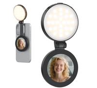 Lazmin112 Lampe à Selfie Magnétique D04, 48 Perles LED avec 3 Températures de Couleur 2500 8500K et Miroir, Tête Rotative à 360°, pour éclairage Vidéo de Photographie de Téléphone (Black)