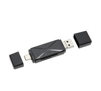 Lazmin112 Lecteur de Carte de Stockage USB 3 en 1, Lecteur de Carte Mémoire Portable USB C USB 3.0 Micro USB avec 3 Connecteurs, pour Windows OS X Android (Noir)