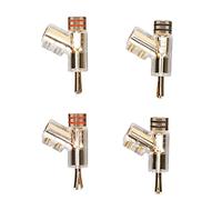 Lazmin112 Lot de 4 Connecteurs Bananes Verrouillables, Fiches Bananes Coudées à 45 Degrés Plaquées Or 24 Carats et Prenant en Diamètre de Fil Maximum de 7 Mm pour