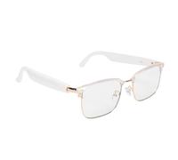 Lazmin112 Lunettes Intelligentes, Filtre De Lumière Bleue, Commande Tactile, Assistant Vocal IA, Appels Mains Libres, Lecture Musicale, 8H d'Autonomie, Lunettes Soleil Intelligentes (Or Blanc)