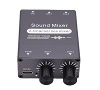 Lazmin112 Mélangeur 2 Canaux, Double Contrôle du Volume, Mélangeur 3,5 Mm avec Alimentation USB C, pour Casque D'Ordinateur, TV, Smartphone, Ordinateur Portable, Projecteur