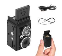 Lazmin112 Mini Appareil Photo Numérique Vintage, Double Objectif Grand Angle Et Téléobjectif, Appareil Photo Rétro 1080P 12MP, Mode Nuit, Stabilisation d'image en Mouvement