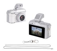 Lazmin112 Mini Caméra Porte-Clés, Caméra Numérique 1080P FHD 8MP, Écran Couleur 0,96 Pouce, Carte 32 Go, Éclairage D'appoint LED, Filtres, Format De Poche pour Voyages, Campus (Espace Blanc)