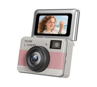 Lazmin112 Mini Caméra Porte-Clés, Petit Enregistreur Vidéo 4K De 68 Mpx avec Écran Rabattable À 180° 3,7 Cm, Éclairage LED, Zoom 16X, 14 Filtres, Stabilisation CMOS, Jusqu'à 512 Go (Pink)