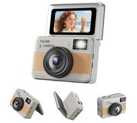 Lazmin112 Mini Caméra Porte-Clés, Petit Enregistreur Vidéo 4K De 68 Mpx avec Écran Rabattable À 180° 3,7 Cm, Éclairage LED, Zoom 16X, 14 Filtres, Stabilisation CMOS, Jusqu'à 512 Go (Orange)