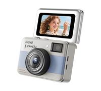 Lazmin112 Mini Caméra Porte-Clés, Petit Enregistreur Vidéo 4K De 68 Mpx avec Écran Rabattable À 180° 3,7 Cm, Éclairage LED, Zoom 16X, 14 Filtres, Stabilisation CMOS, Jusqu'à 512 Go (Blue)