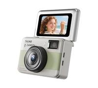 Lazmin112 Mini Caméra Porte-Clés, Petit Enregistreur Vidéo 4K De 68 Mpx avec Écran Rabattable À 180° 3,7 Cm, Éclairage LED, Zoom 16X, 14 Filtres, Stabilisation CMOS, Jusqu'à 512 Go (Green)