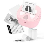 Lazmin112 Mini Imprimante D'autocollants D20, Machine de Création D'étiquettes Thermique avec 3 Rouleaux de Papier, Imprimante Portable sans Encre pour Notes, Journal