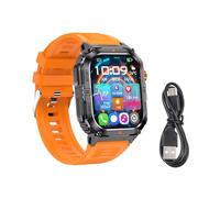 Lazmin112 Montre Intelligente, écran HD de 2,0 Pouces, Plus de 100 Modes Sportifs, Moniteur de Fréquence Cardiaque et étanche IP68, Lampe de Poche LED, pour iOS (Orange)