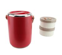 Lazmin112 Pot de Nourriture Chaude Récipient Alimentaire isolé Boîte à Déjeuner Thermique Empilable en Acier Inoxydable 2L pour Adultes, Utilisation Polyvalente pour Réchauffer les Repas (rouge)