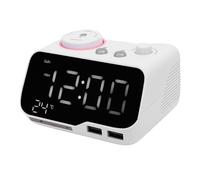 Lazmin112 Réveil Numérique avec Haut-Parleur Bluetooth 5.0, Radio FM, Affichage LED de la Température, Jour de la Semaine, Double Alarme, luminosité Réglable, pour Chambre à Coucher, (Prise UE)