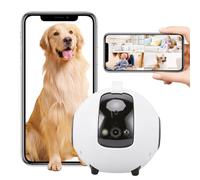 Lazmin112 Robot Caméra Domestique, Caméra de sécurité Intérieure Mobile 4MP 2,5K avec Couverture à 360°, Appel en Un, Conversation Bidirectionnelle, Enregistrement Vidéo, pour Animaux