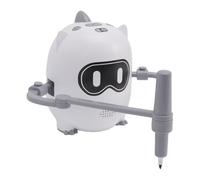 Lazmin112 Robot Dessinateur, Machine À Apprendre À Dessiner avec 100 Cartes De Mots, 12 Feutres De Couleur, 10 Stylos Noirs, Batterie Rechargeable De 2000 Mah, Port Type-C (White)