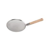 Lazmin112 Skimmer Spoon, 304 en Acier Inoxydable en Maille Fin à Maille écumé la Poche en Bois pour la Vidange (28 cm / 11,0 pouces de diamètre)