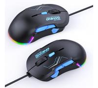 Lazmin112 Souris Gaming RGB 12800 DPI, Souris Optique USB Filaire Ergonomique avec 10 Boutons Programmables, Réglages DPI Personnalisables, 13 Effets Lumineux RGB, pour PC et Ordinateur