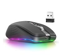 Lazmin112 Souris sans Fil, 2.4G BT5.1 Souris pour Ordinateur Portable Double Mode, Souris Optique RVB Ergonomique, 800/1200/1600/2400 DPI, pour Win/OS X/iOS/Android (Noir)