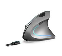 Lazmin112 Souris Verticale Ergonomique sans Fil, 2,4 G BT5.1 Double Mode Silencieuse Rechargeable avec Résolution Réglable de 2400 DPI, pour Ordinateur Portable, PC, Tablette (Gris métal)